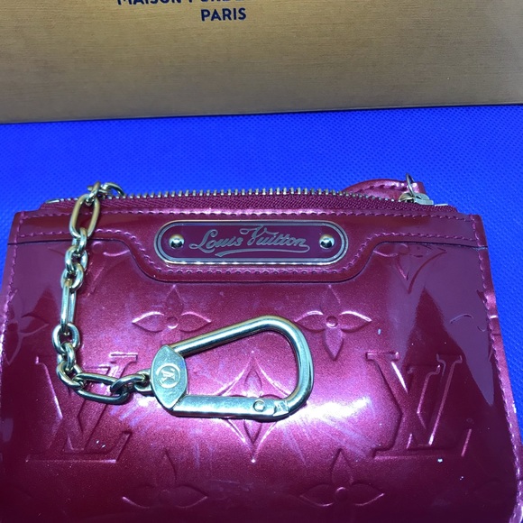 Louis Vuitton coin purse pochette cles red vernis